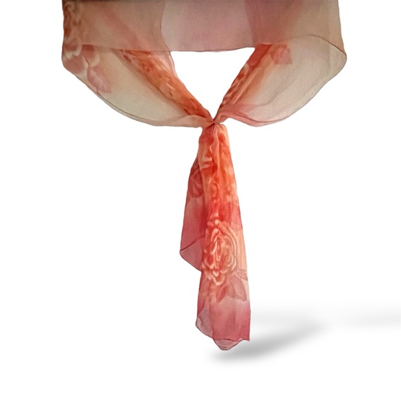 Vintage Accessories - 70's Vintage Mystery Scarf in Sheer Shades of Orange Sherbets & Cream ~ Perfect